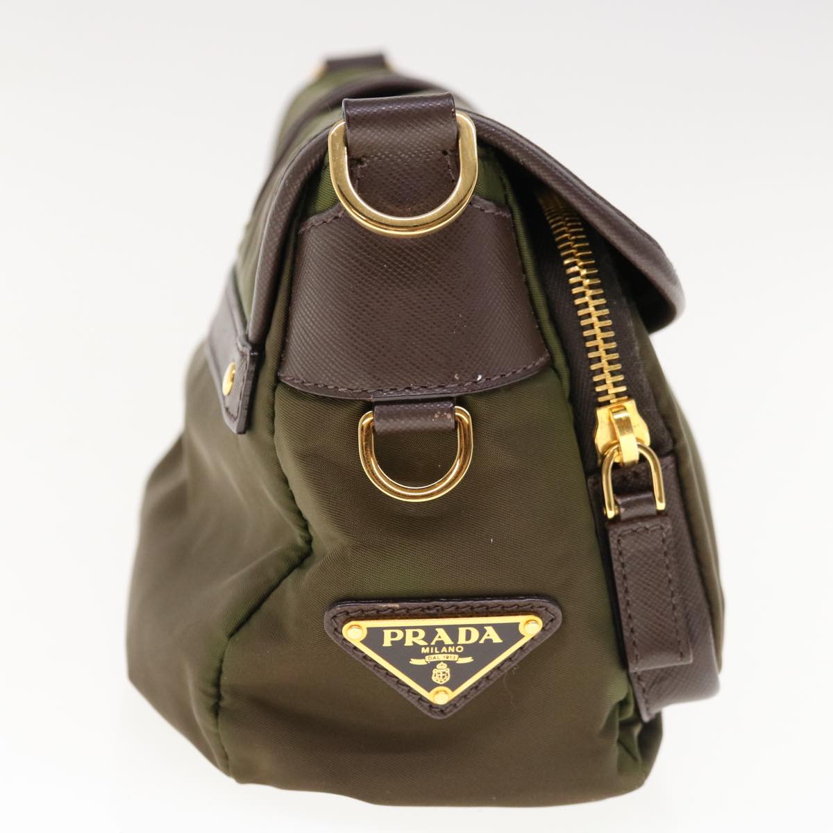 PRADA Shoulder Bag Nylon Khaki yk10144