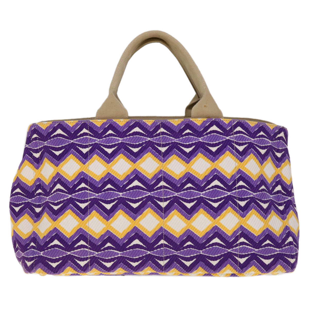 PRADA Canapa GM Tote Bag Canvas Purple Yellow BN1872 yk10264