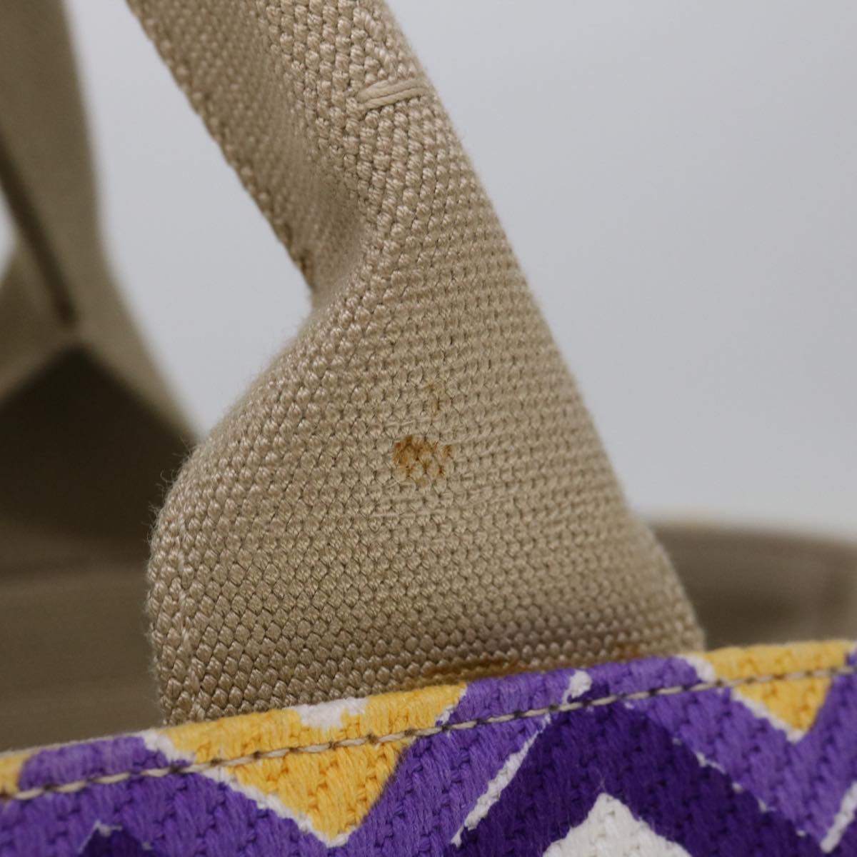 PRADA Canapa GM Tote Bag Canvas Purple Yellow BN1872 yk10264