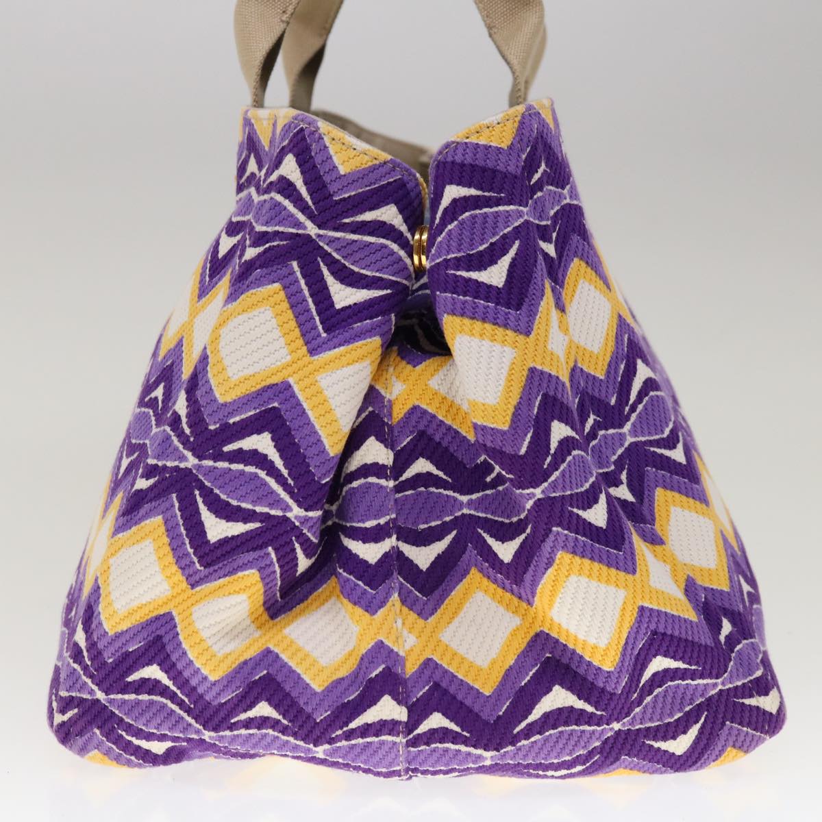 PRADA Canapa GM Tote Bag Canvas Purple Yellow BN1872 yk10264