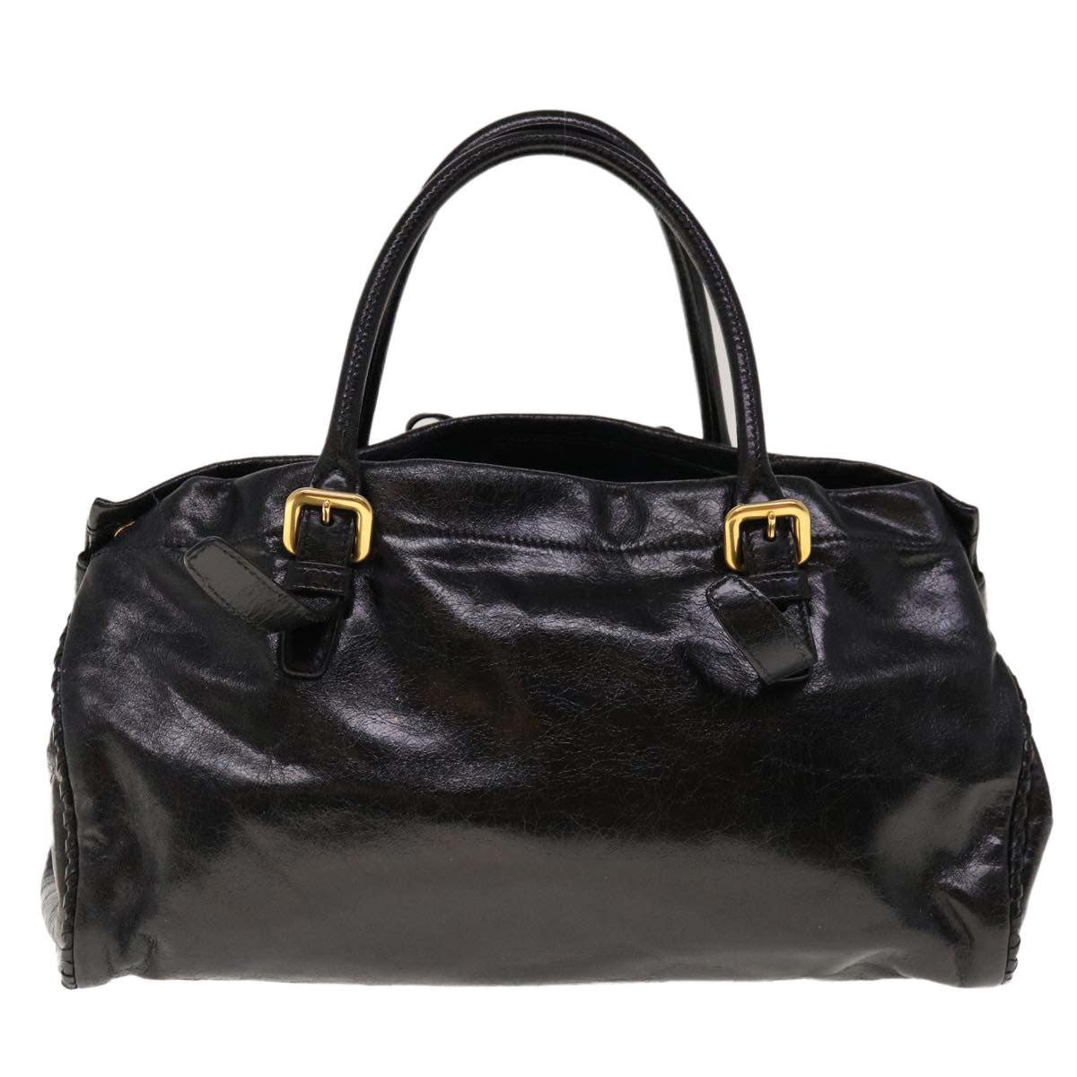 PRADA Hand Bag Leather 2way Black yk10343