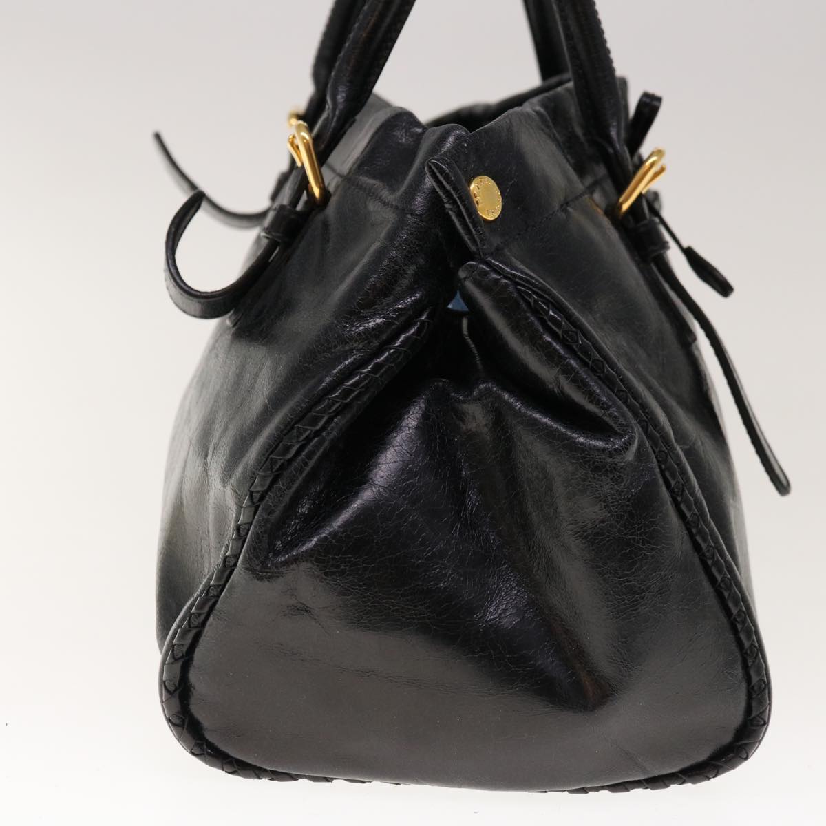 PRADA Hand Bag Leather 2way Black yk10343