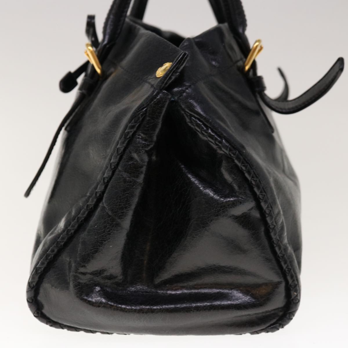 PRADA Hand Bag Leather 2way Black yk10343