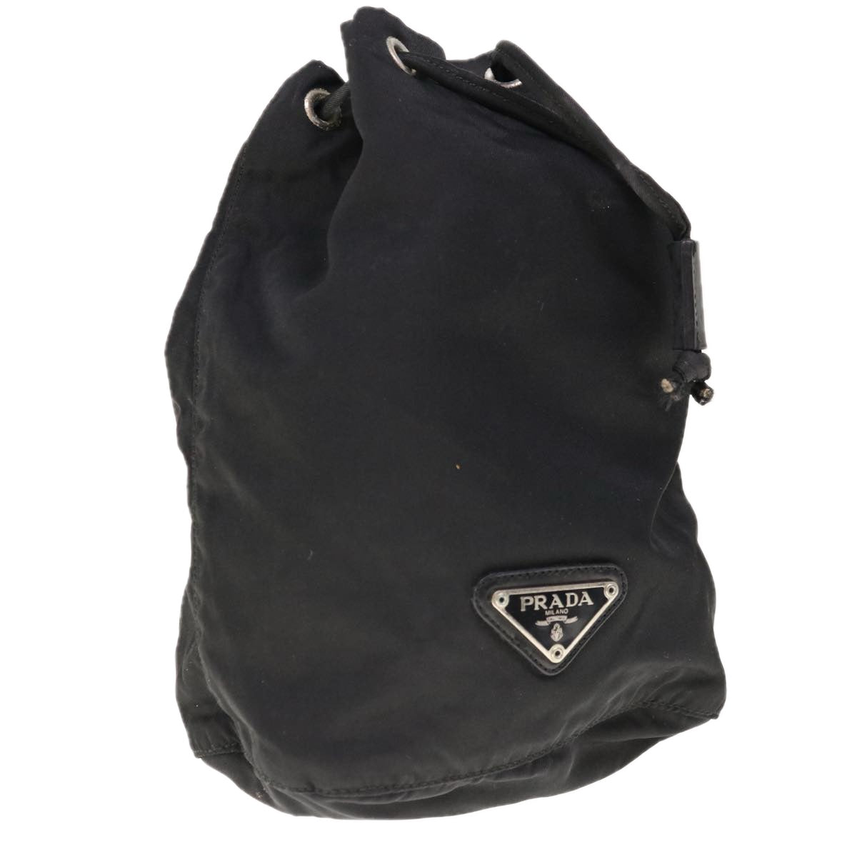 PRADA Drawstring Pouch Pouch Nylon Black yk10352