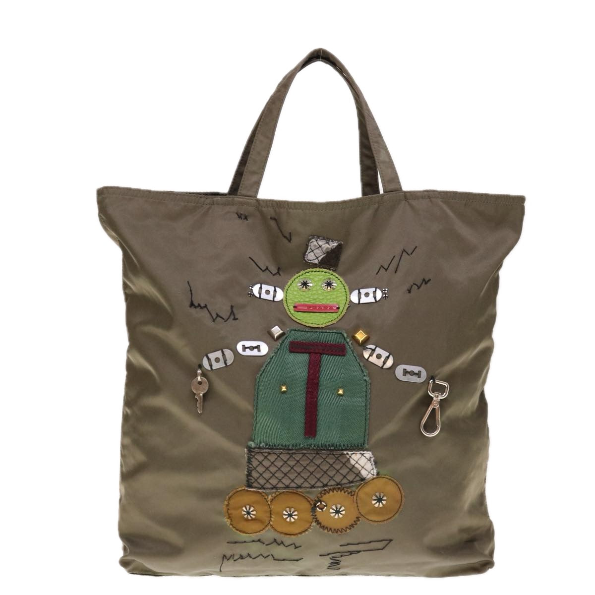 PRADA Tote Bag Nylon Khaki yk10377