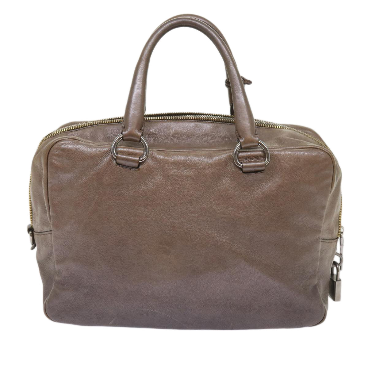 PRADA Hand Bag Leather Brown yk10465