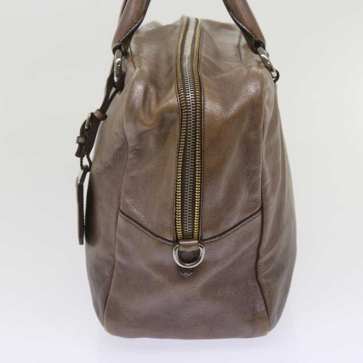 PRADA Hand Bag Leather Brown yk10465