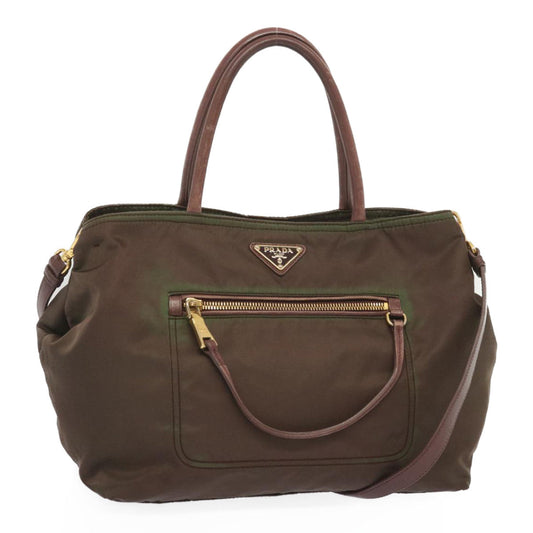 PRADA Hand Bag Nylon 2way Brown  yk11190