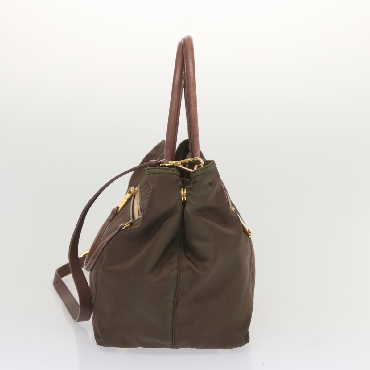 PRADA Hand Bag Nylon 2way Brown  yk11190