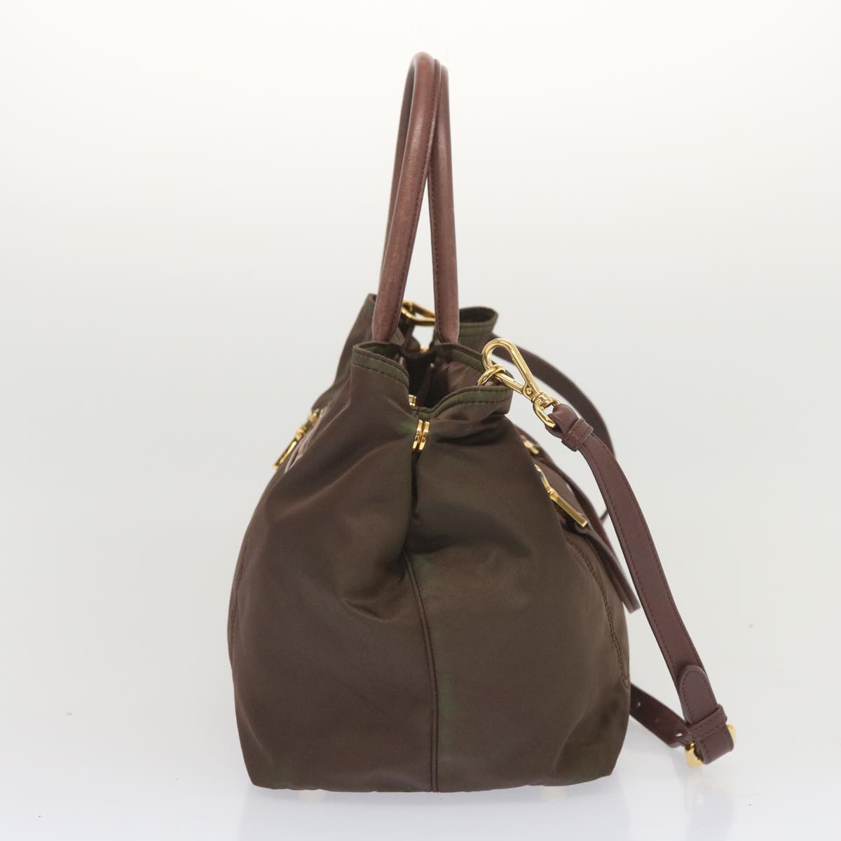 PRADA Hand Bag Nylon 2way Brown  yk11190