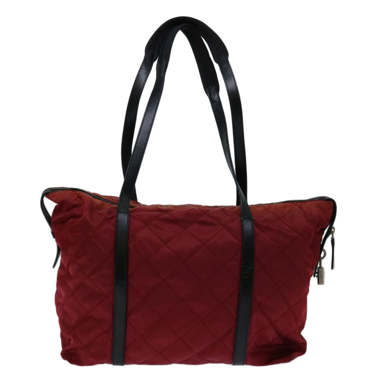 PRADA Quilted Shoulder Bag Nylon Red yk11392