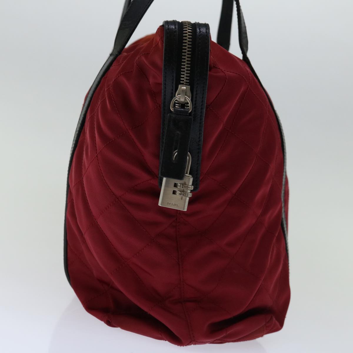 PRADA Quilted Shoulder Bag Nylon Red yk11392