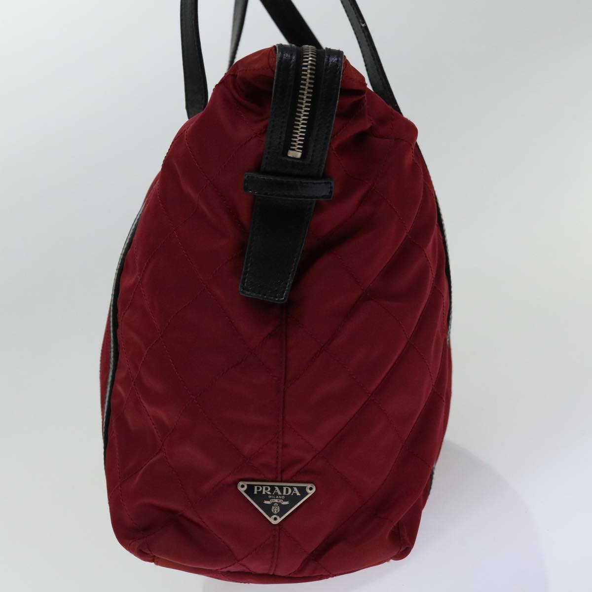 PRADA Quilted Shoulder Bag Nylon Red yk11392