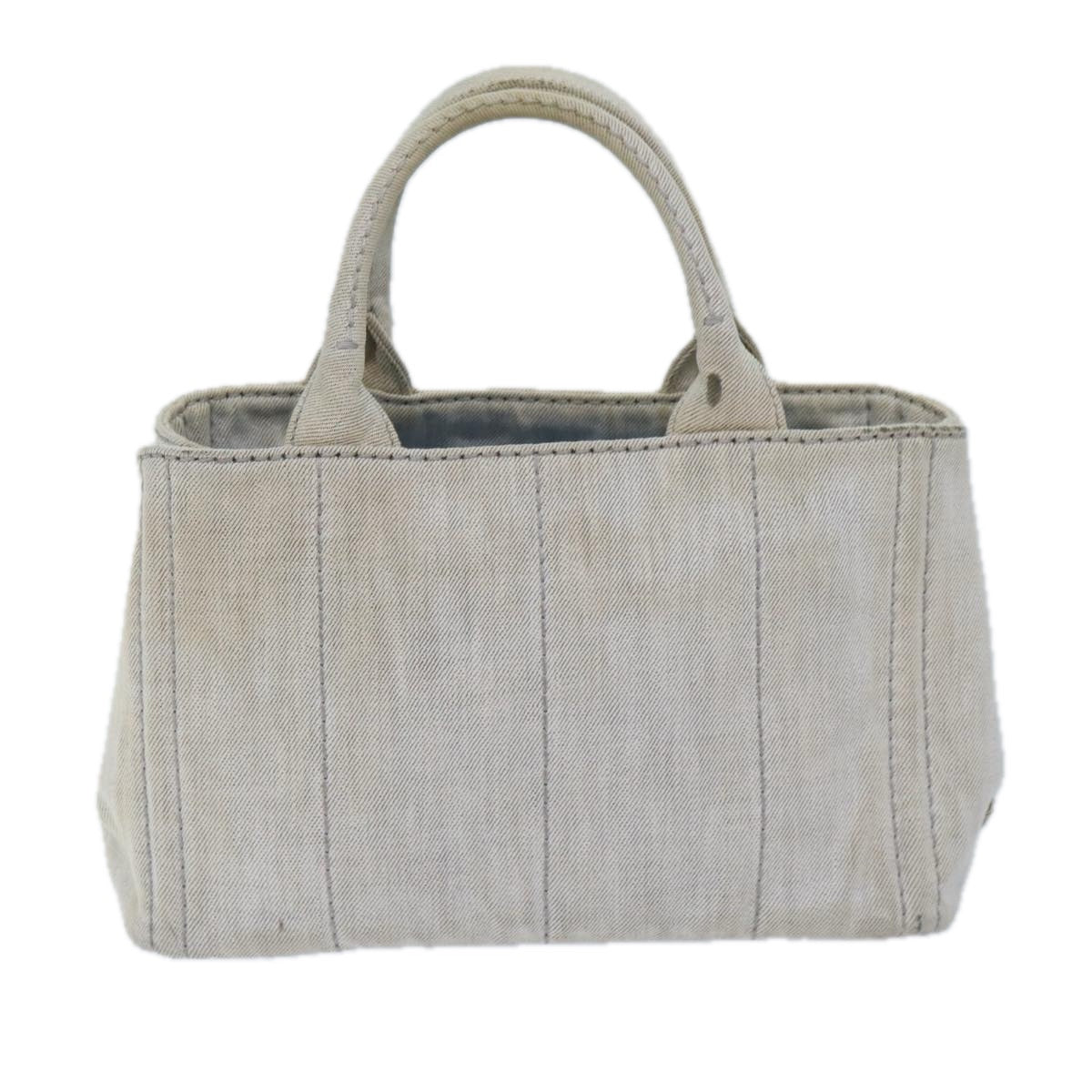PRADA Canapa PM Hand Bag Canvas Gray yk11442