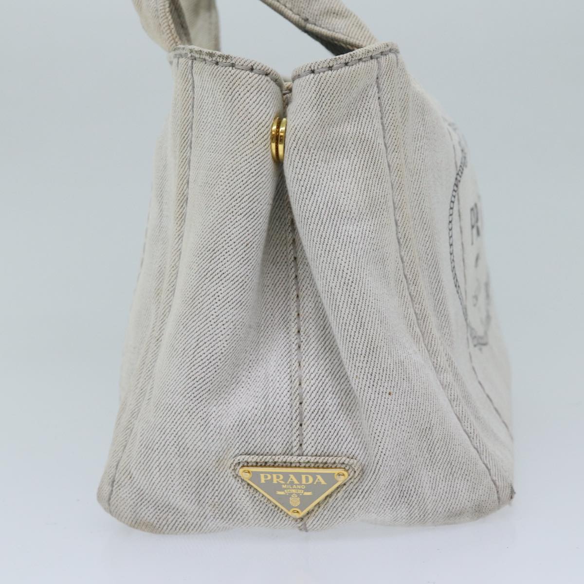 PRADA Canapa PM Hand Bag Canvas Gray yk11442