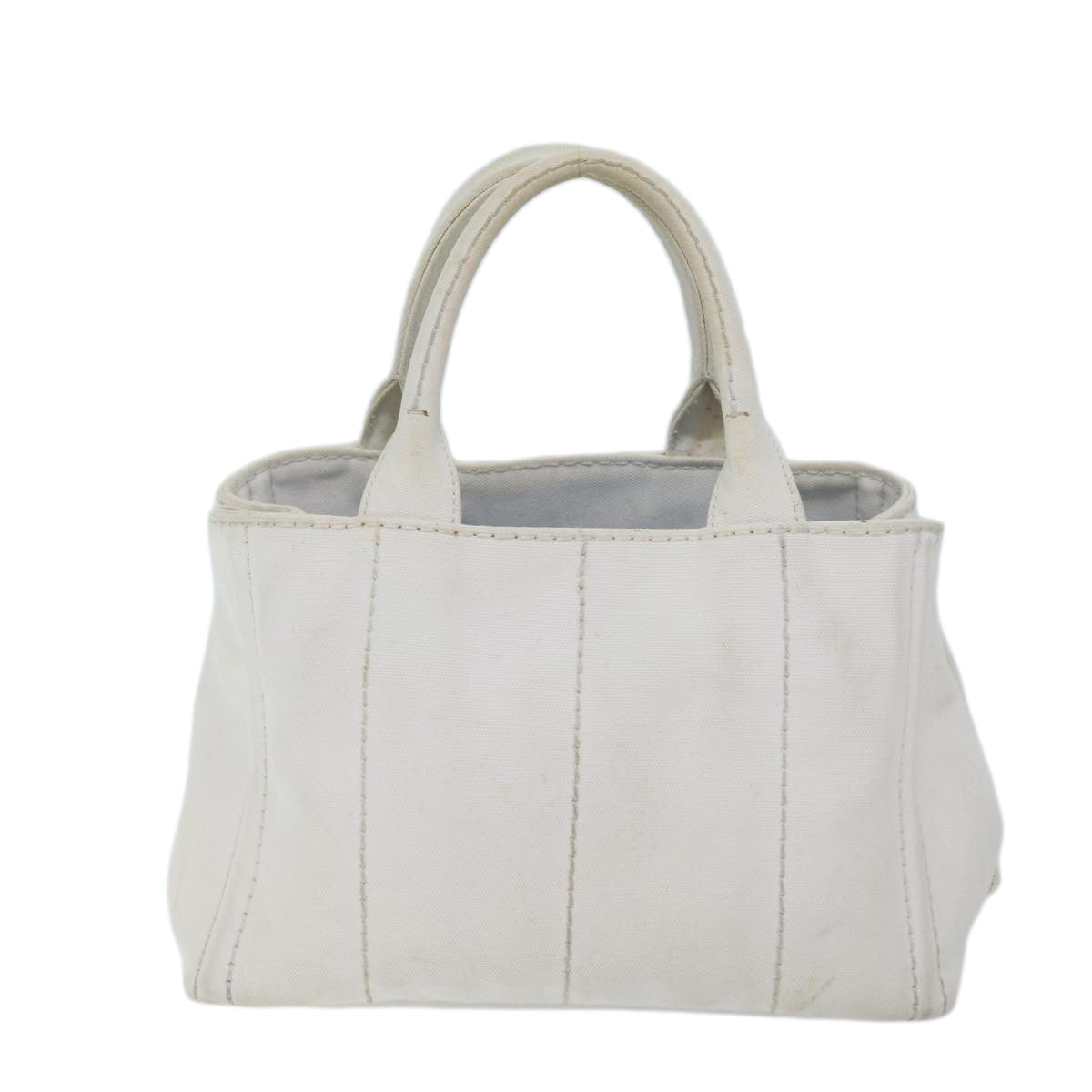 PRADA Canapa PM Hand Bag Canvas White yk11508