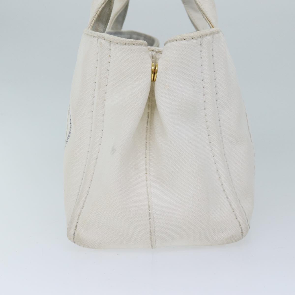 PRADA Canapa PM Hand Bag Canvas White yk11508