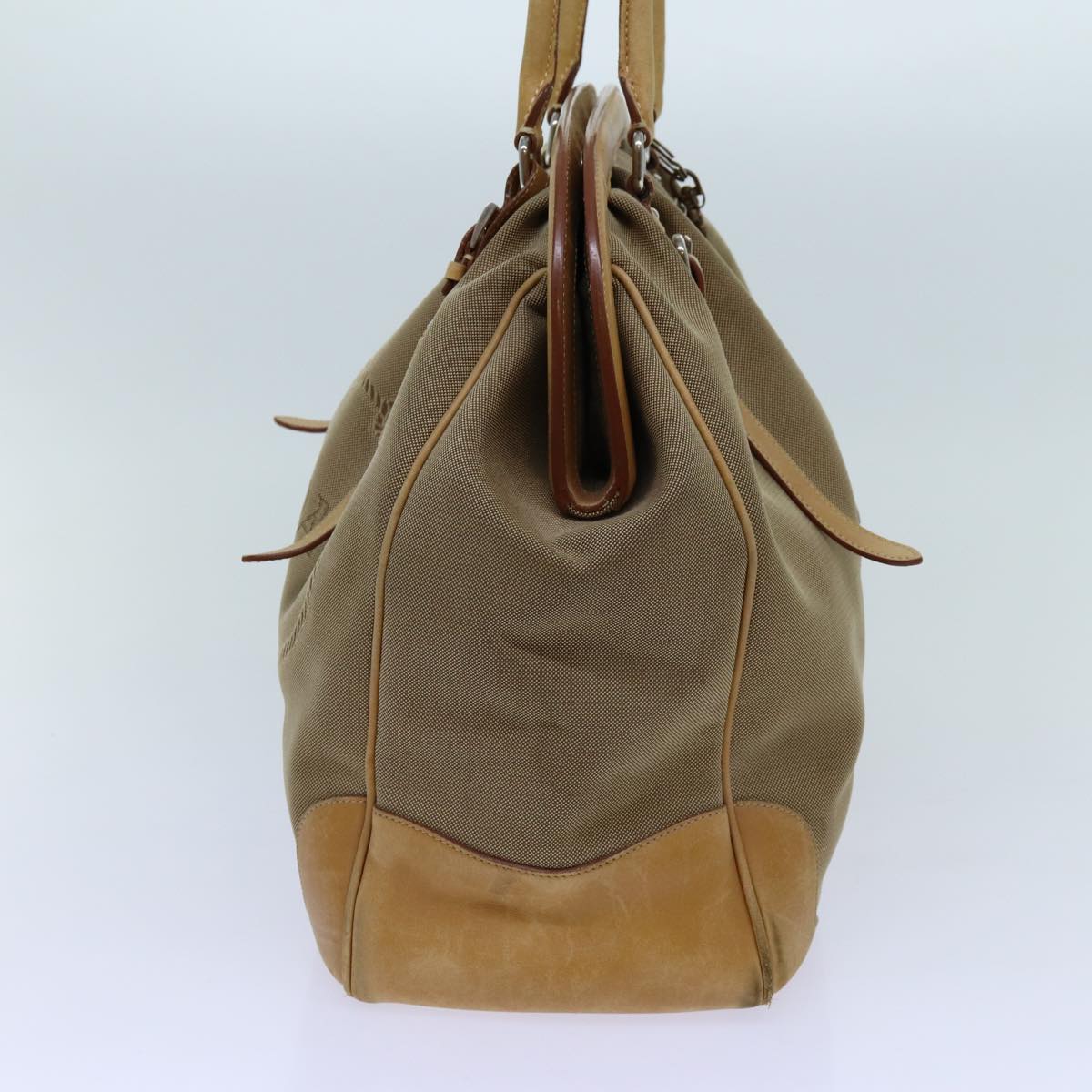 PRADA Tote Bag Canvas Beige yk11521