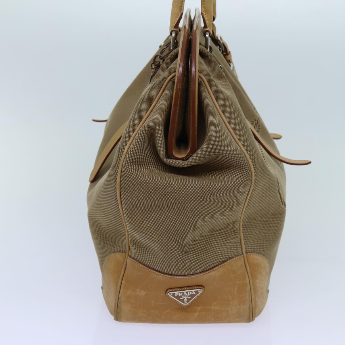 PRADA Tote Bag Canvas Beige yk11521