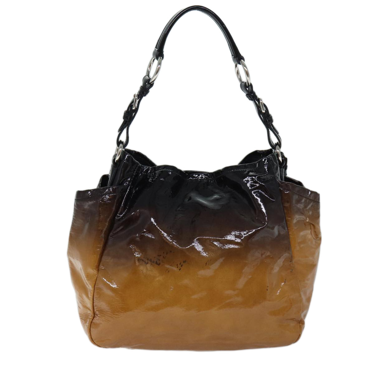 PRADA Shoulder Bag Enamel Brown yk11658