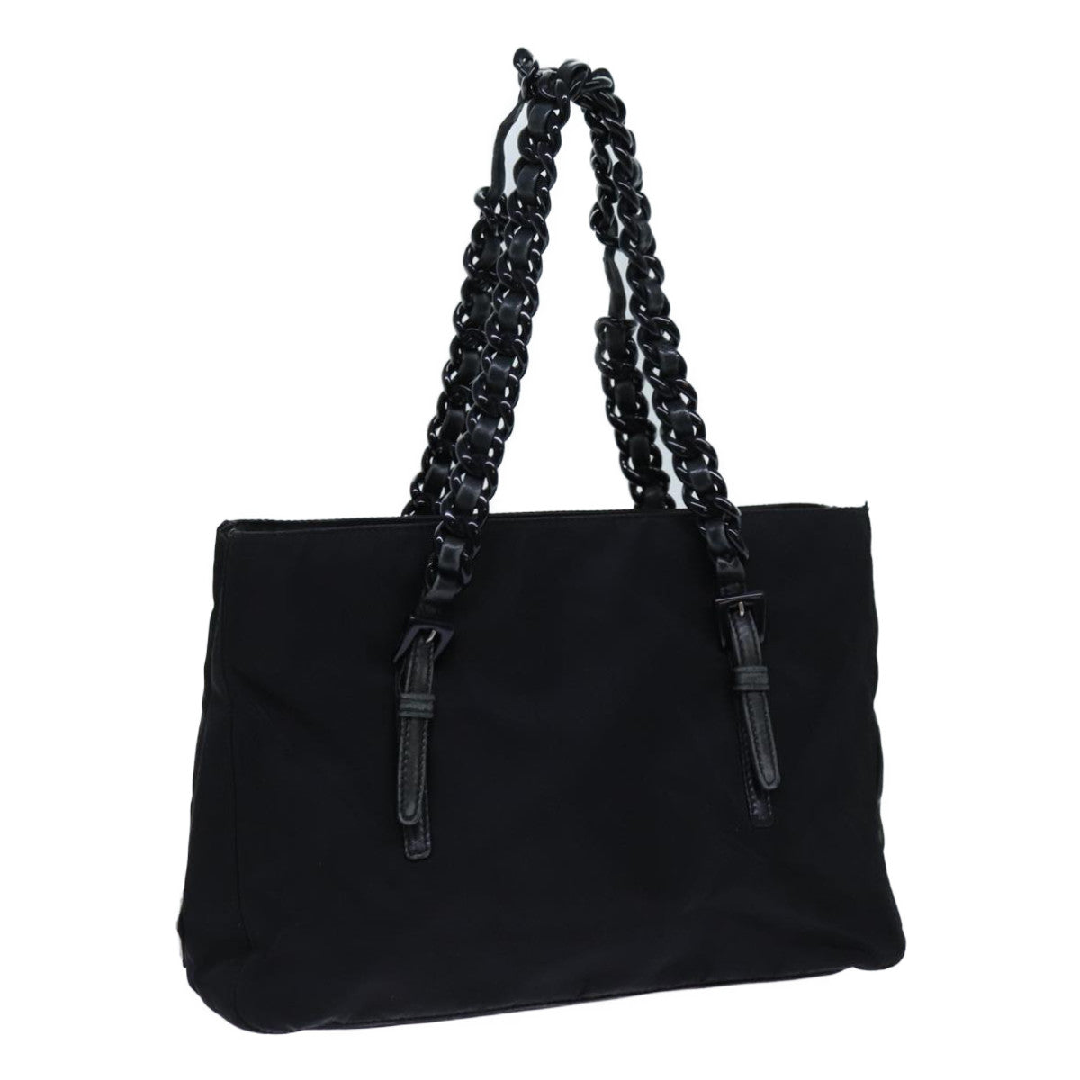 PRADA Chain Hand Bag Nylon Black yk11922