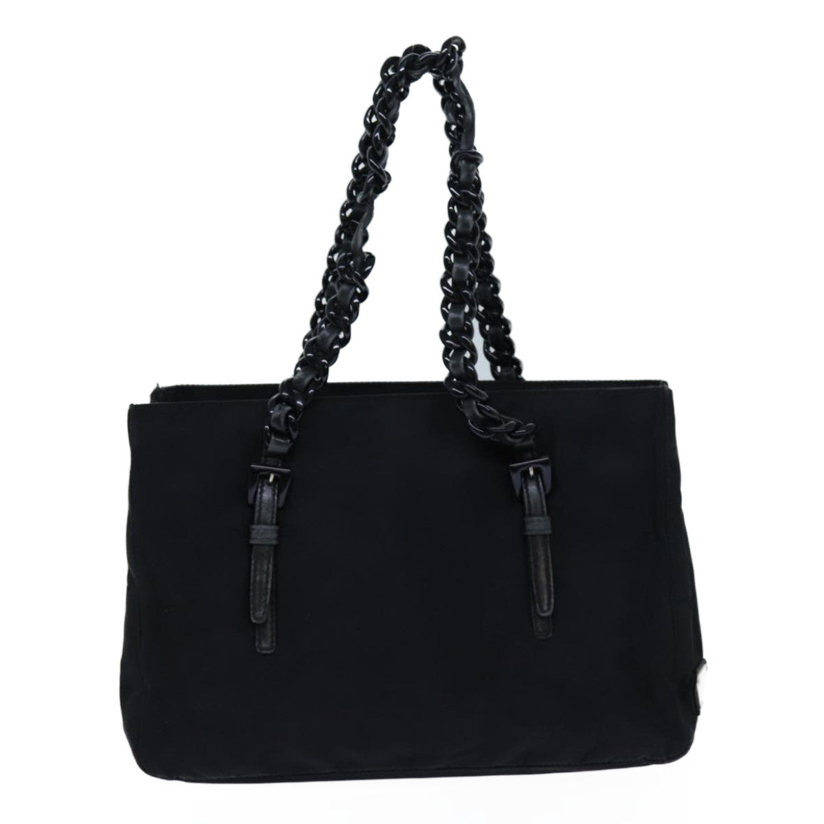 PRADA Chain Hand Bag Nylon Black yk11922