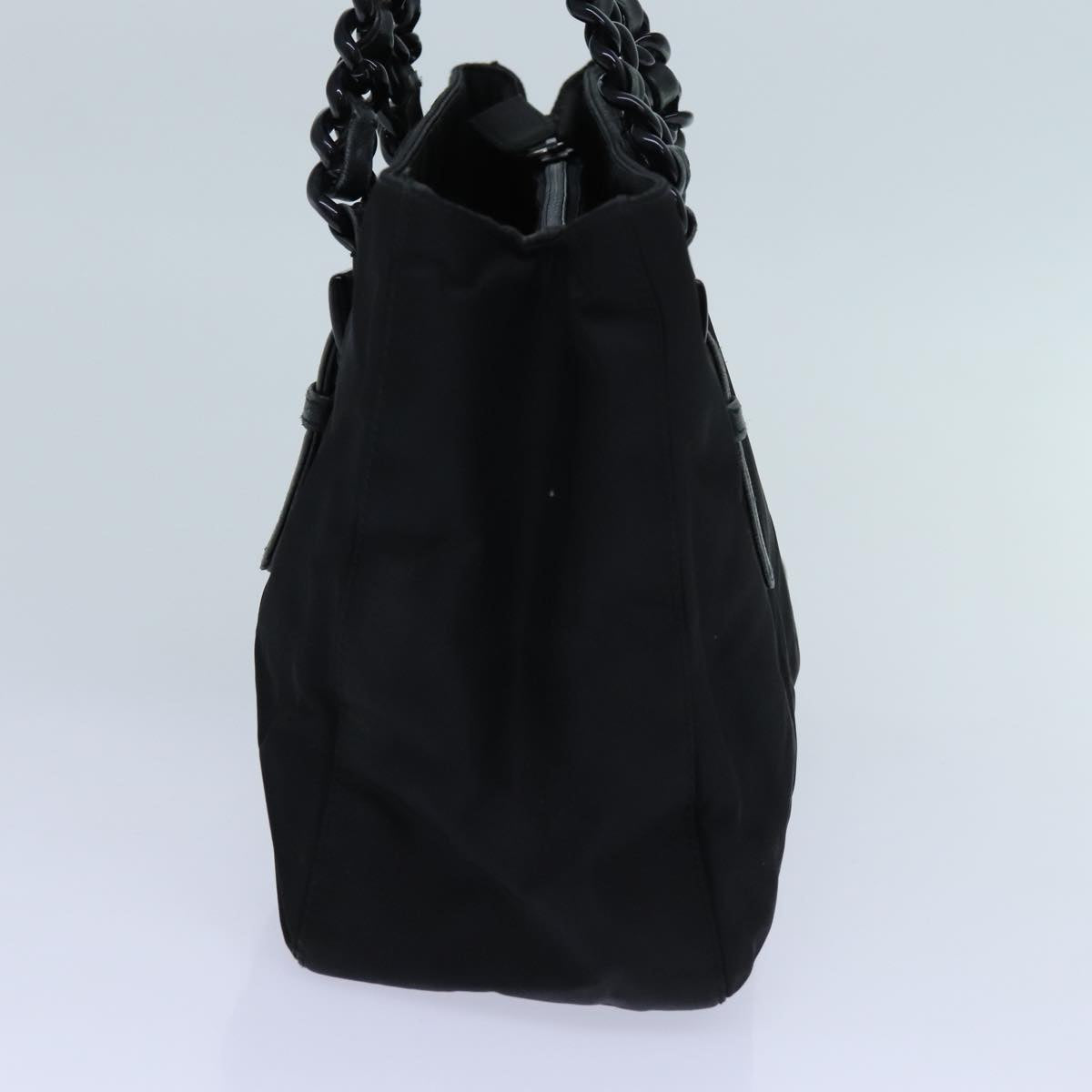 PRADA Chain Hand Bag Nylon Black yk11922