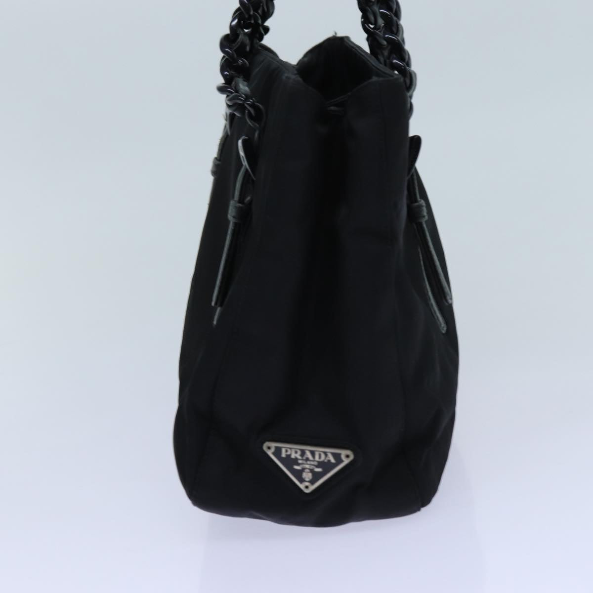 PRADA Chain Hand Bag Nylon Black yk11922
