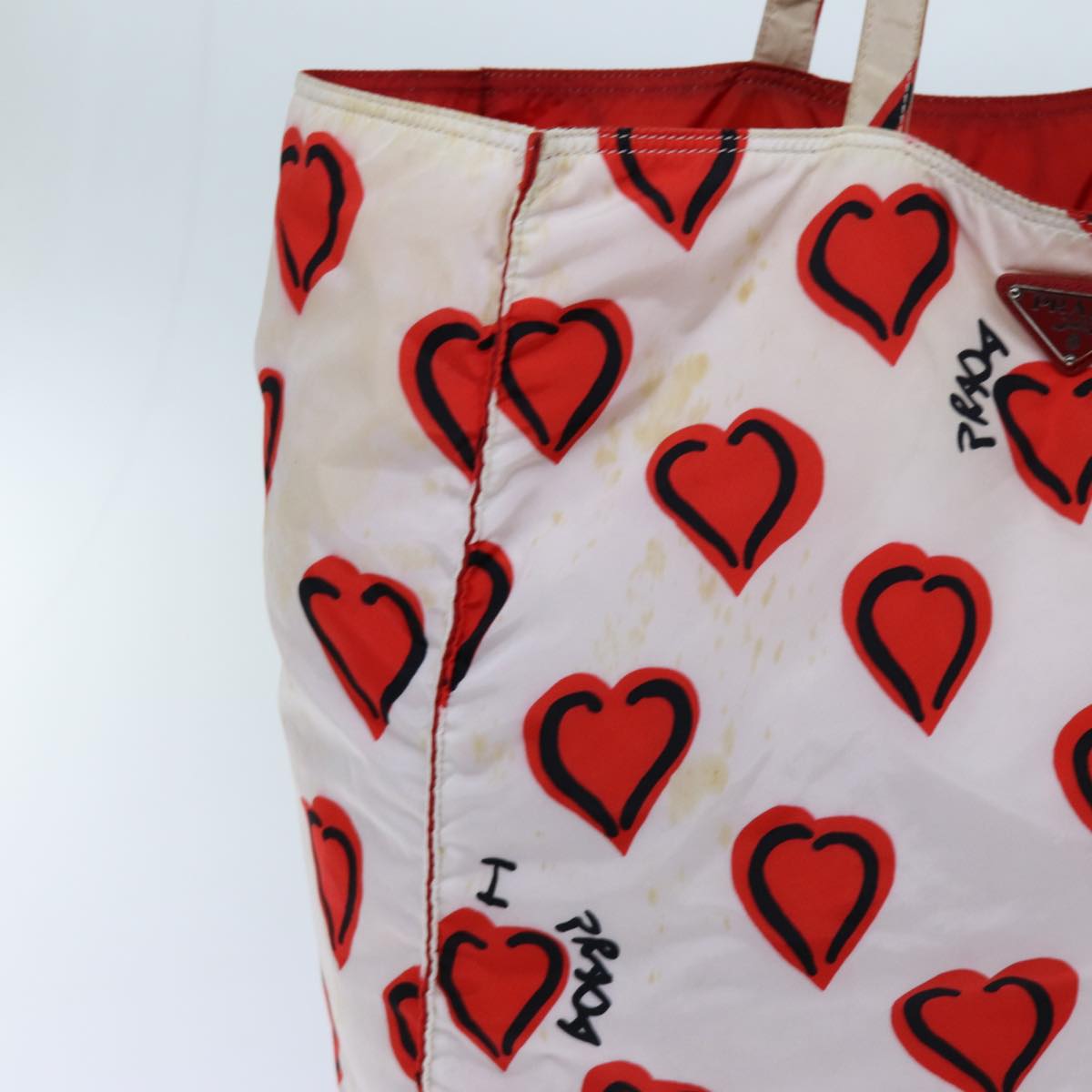 PRADA Heart Tote Bag Nylon Red yk11927