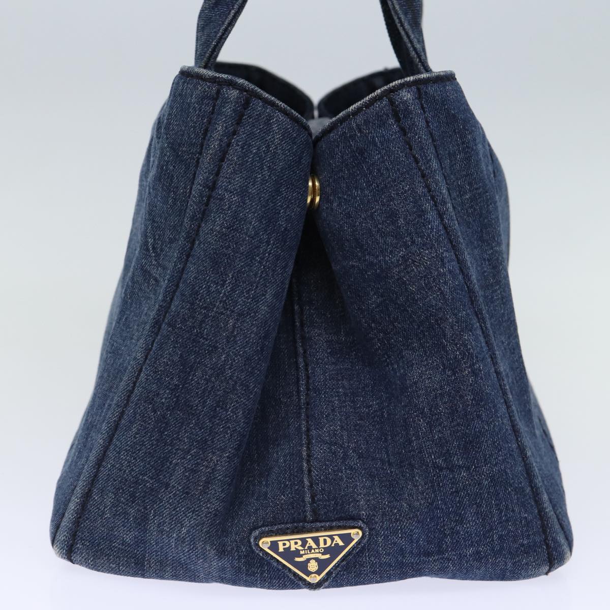PRADA Canapa MM Hand Bag Denim Blue yk12044
