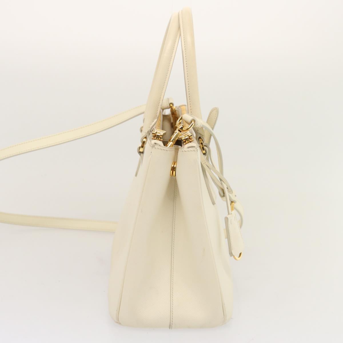 PRADA Galleria Hand Bag Safiano leather 2way White yk12051