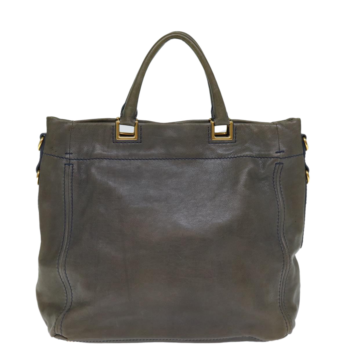 PRADA Hand Bag Leather Gray yk12403
