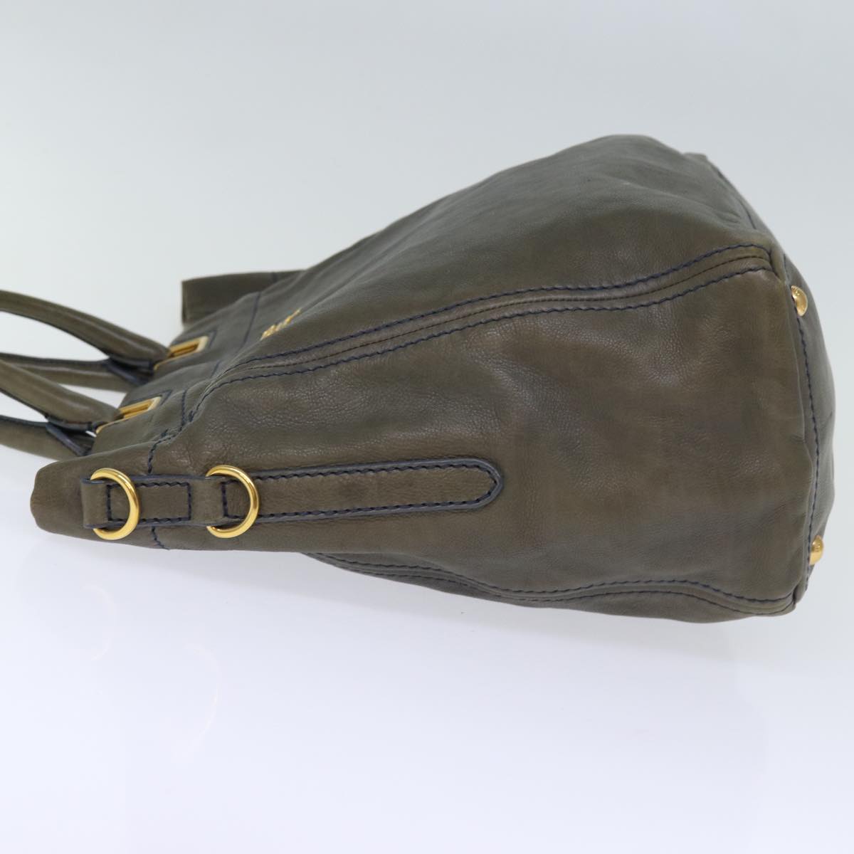 PRADA Hand Bag Leather Gray yk12403