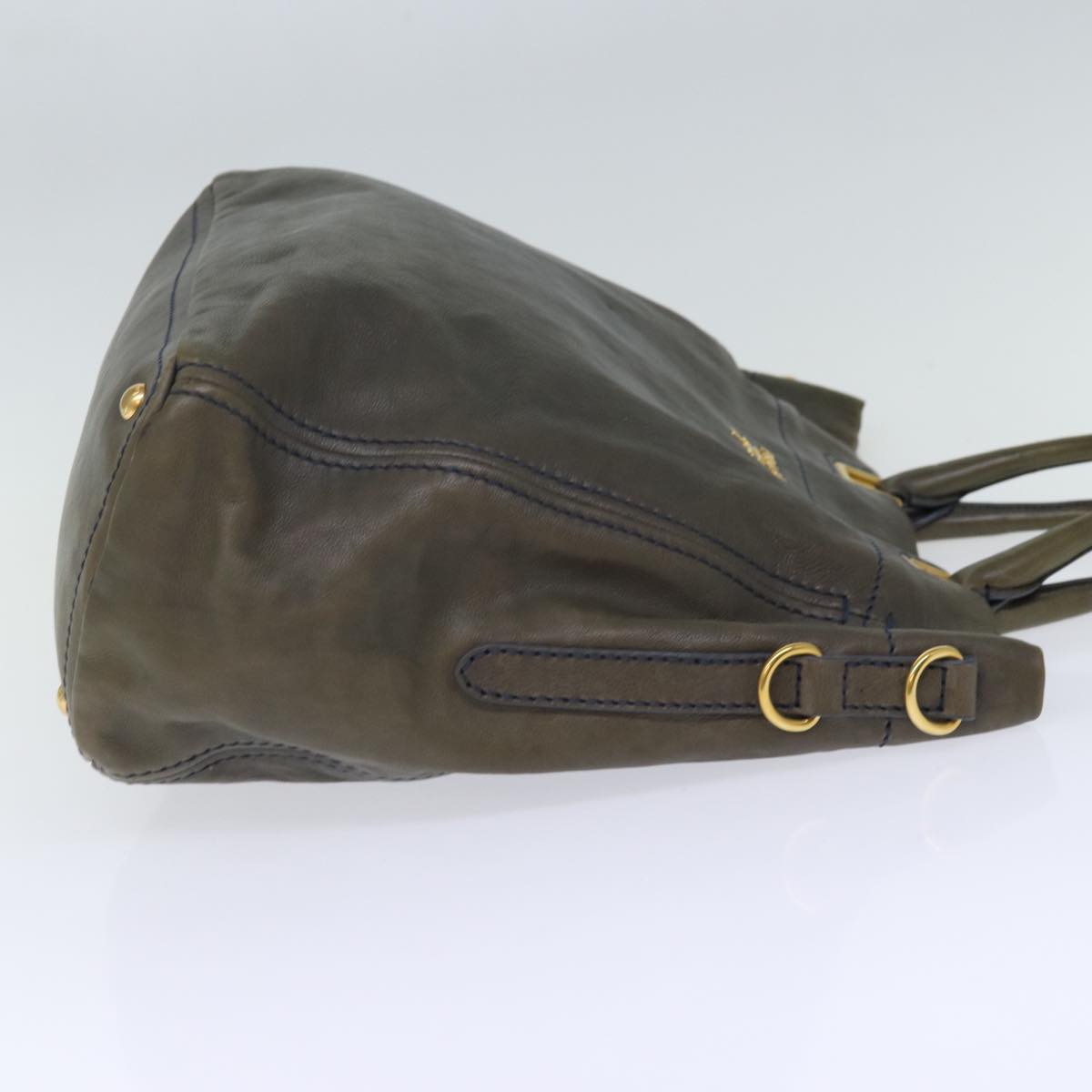PRADA Hand Bag Leather Gray yk12403