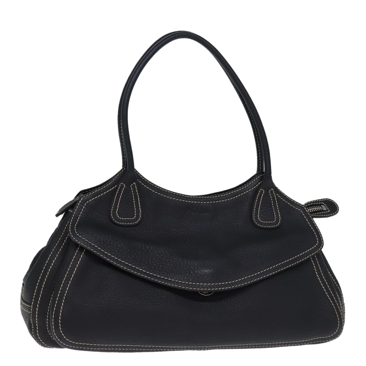 PRADA Hand Bag Leather Black yk12414