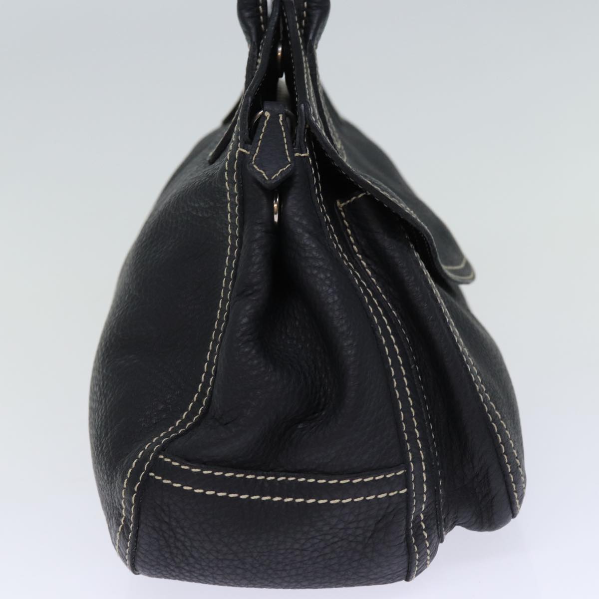 PRADA Hand Bag Leather Black yk12414