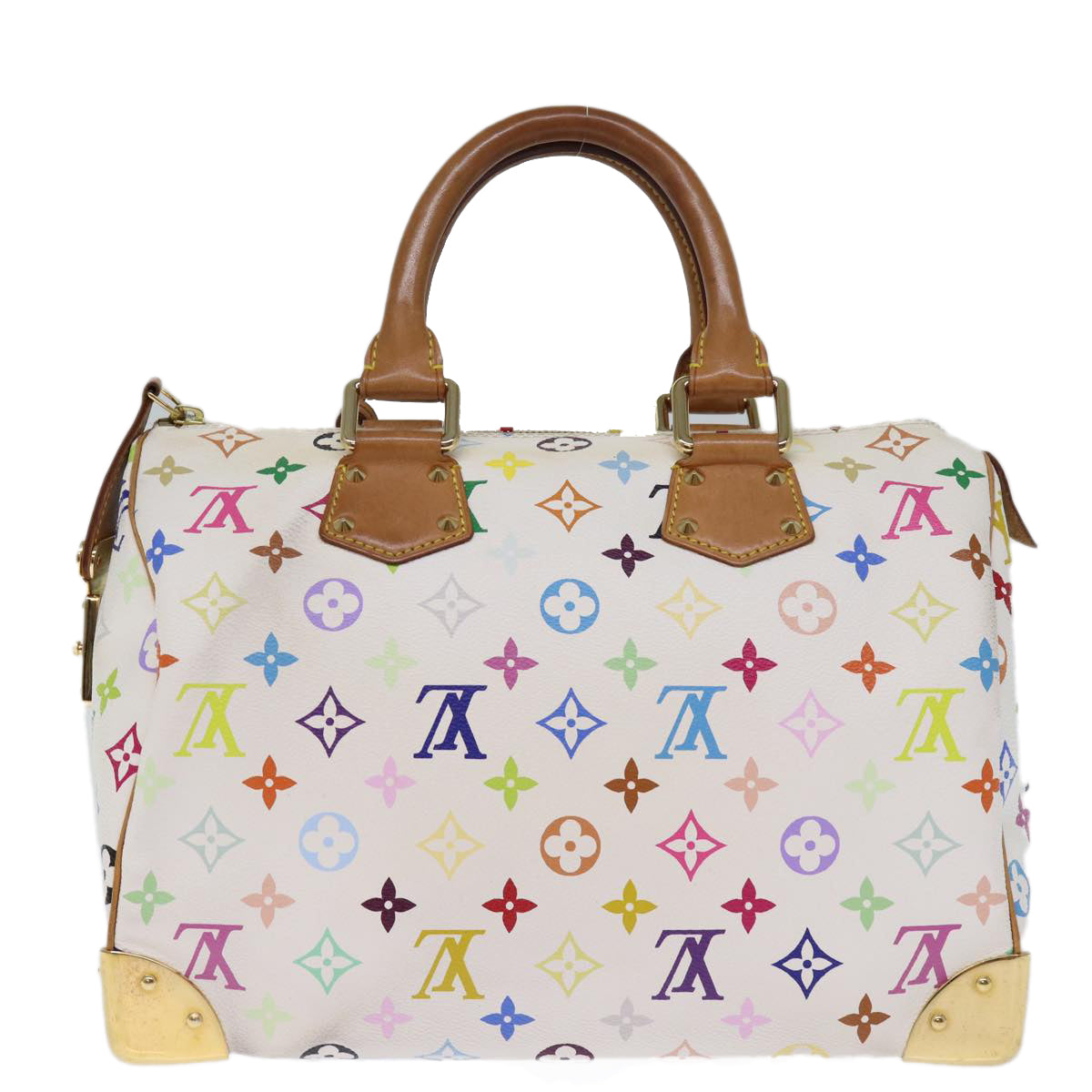 LOUIS VUITTON Monogram Multicolor Speedy 30 Hand Bag White M92643 yk12456