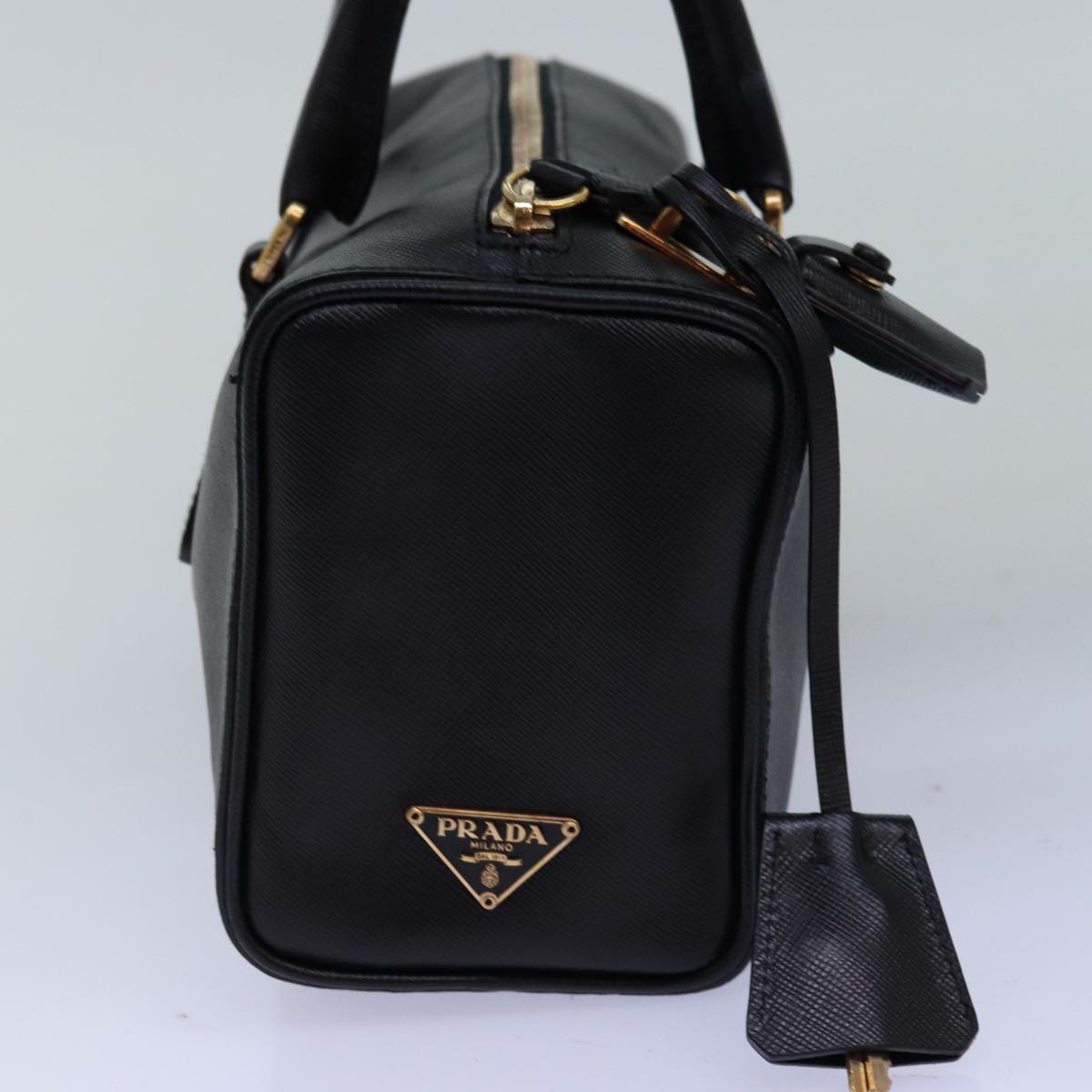 PRADA Hand Bag Safiano leather Black yk12630