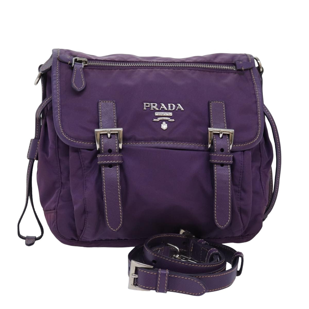 PRADA Shoulder Bag Nylon Purple yk12728