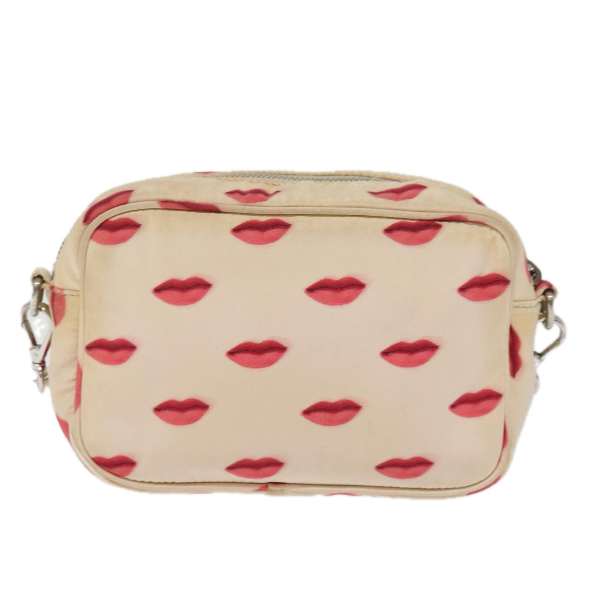 PRADA Chain Shoulder Bag Cotton Red White yk12739