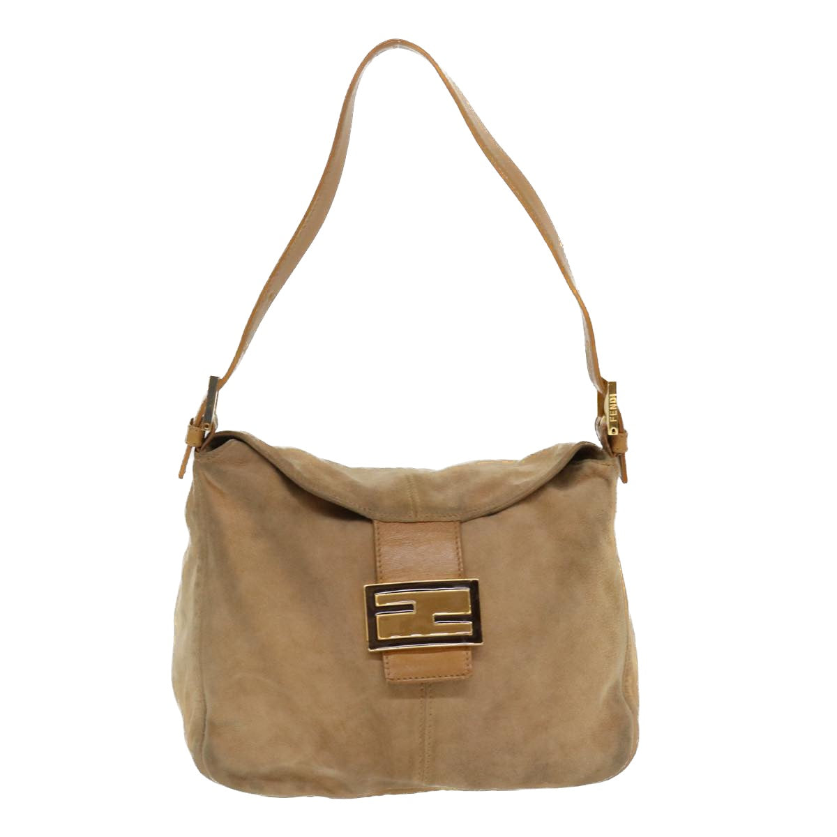 FENDI Mamma Baguette Shoulder Bag Suede Beige 2370/26426 yk6310