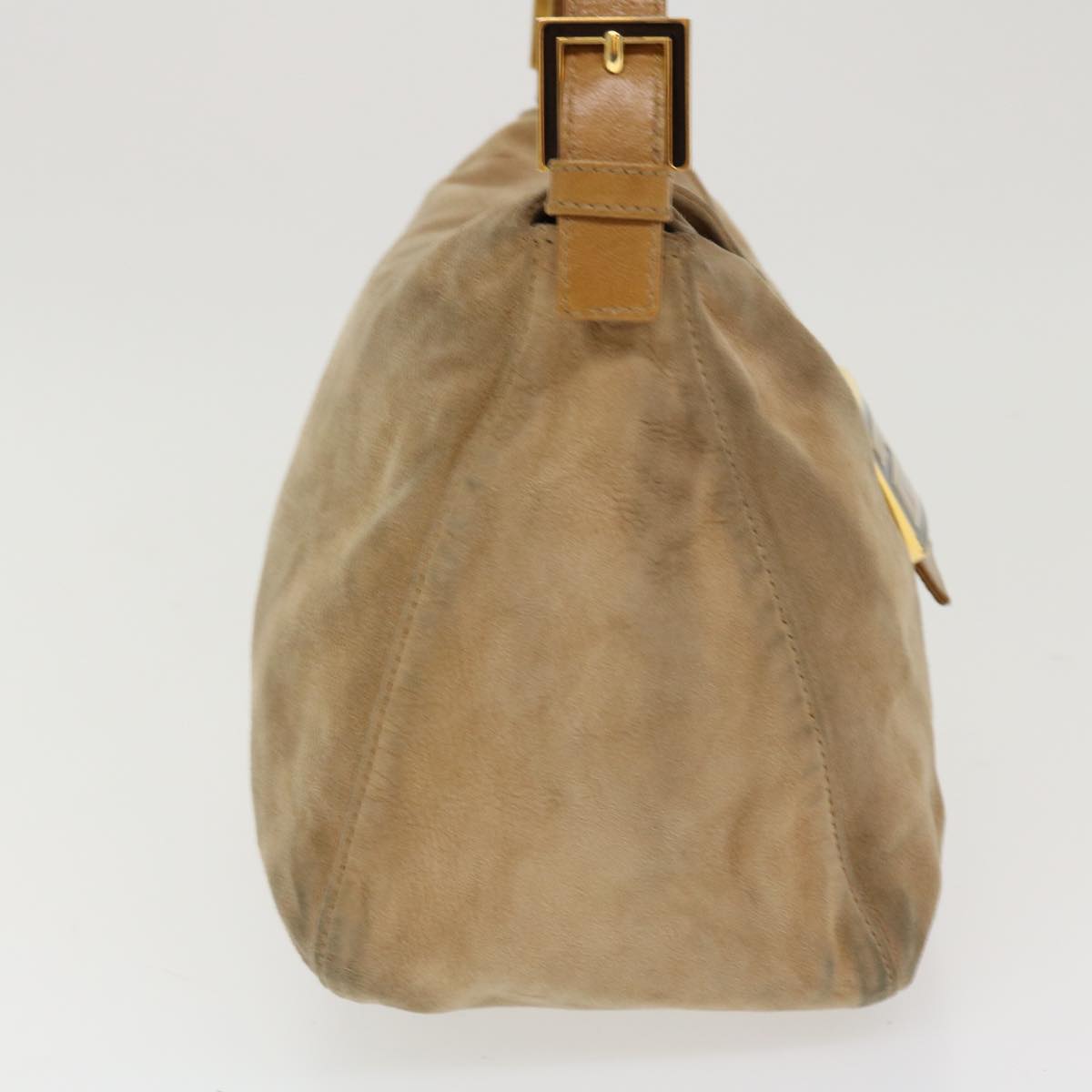 FENDI Mamma Baguette Shoulder Bag Suede Beige 2370/26426 yk6310