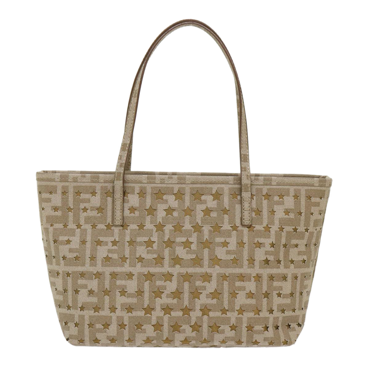 FENDI Zucca Canvas Star Tote Bag Gold Tone yk7700B