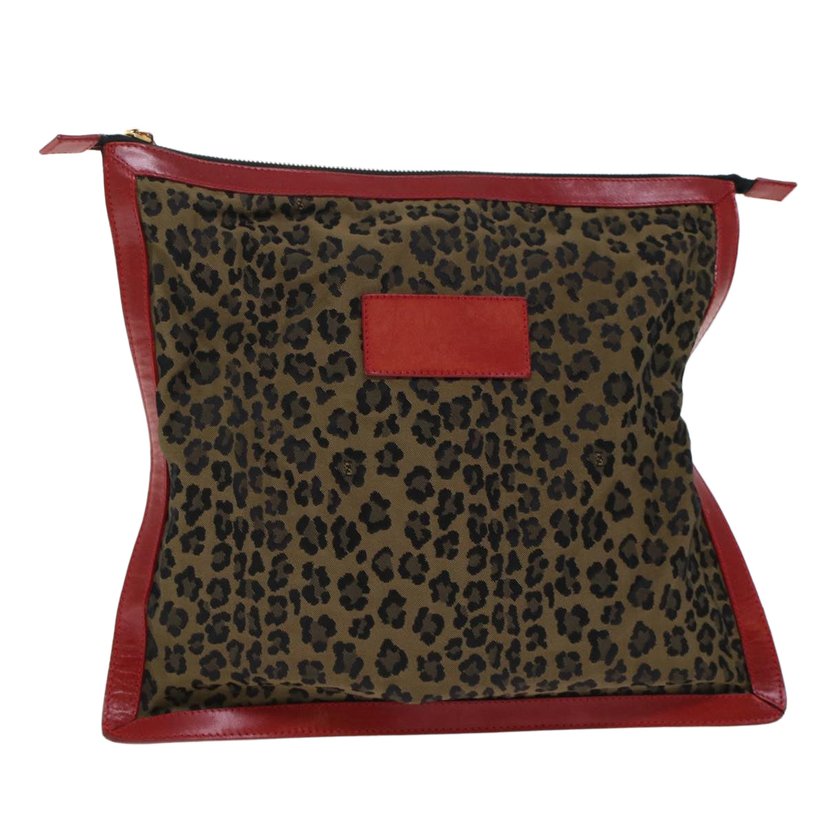 FENDI Leopard Clutch Bag Nylon Leather Black Brown Red yk7980