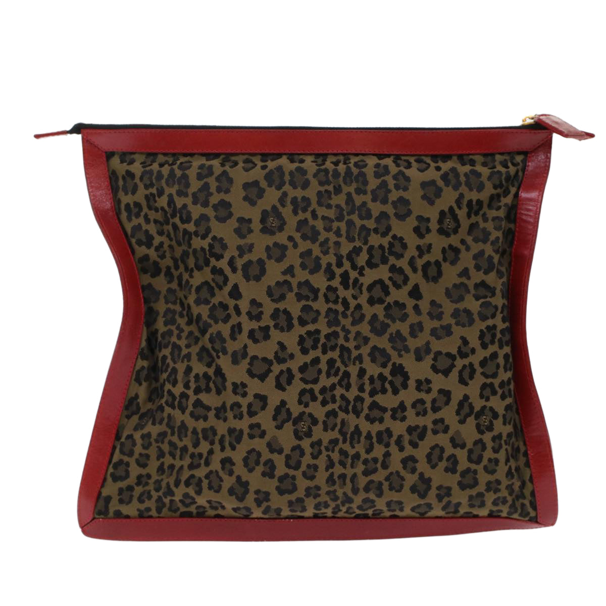 FENDI Leopard Clutch Bag Nylon Leather Black Brown Red yk7980