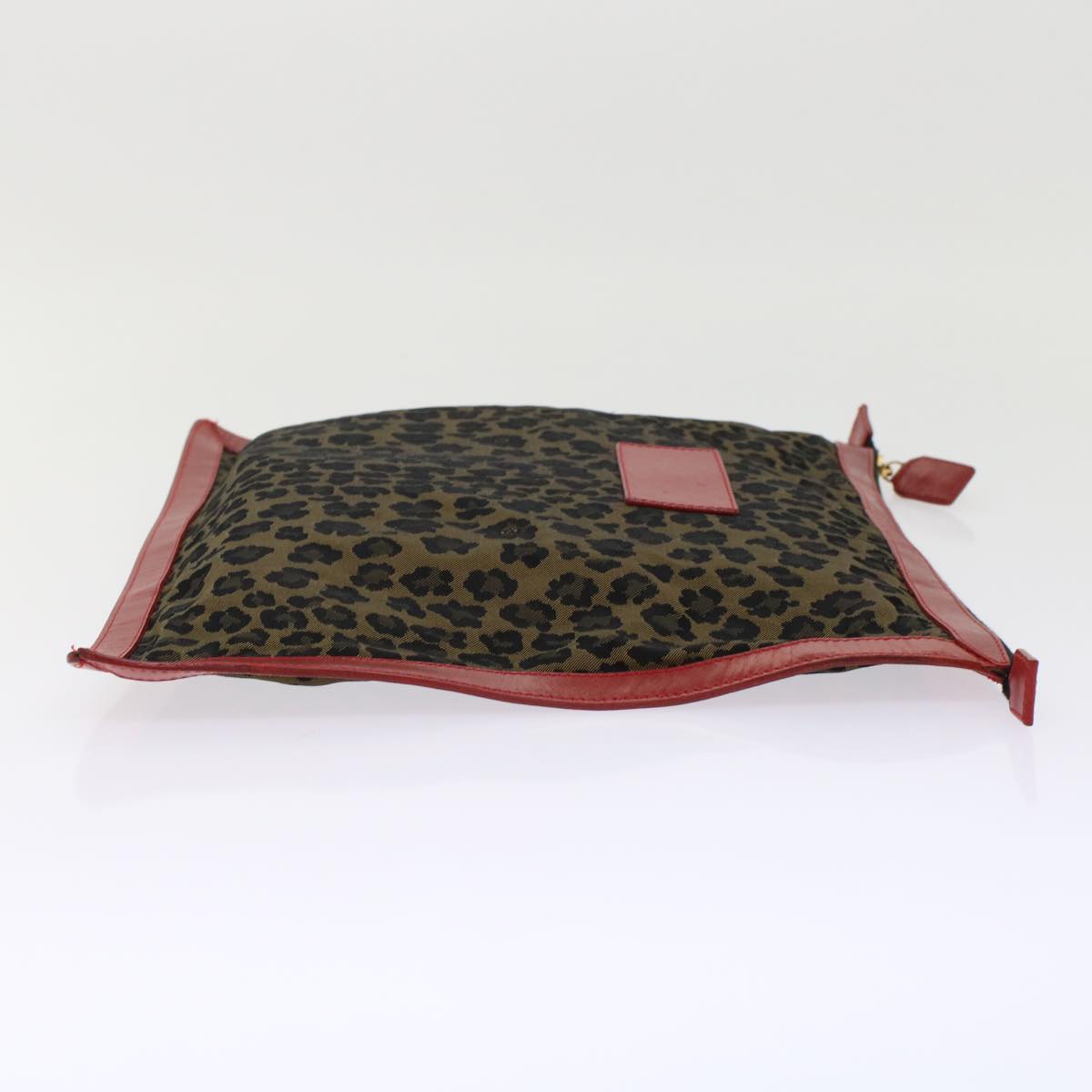FENDI Leopard Clutch Bag Nylon Leather Black Brown Red yk7980