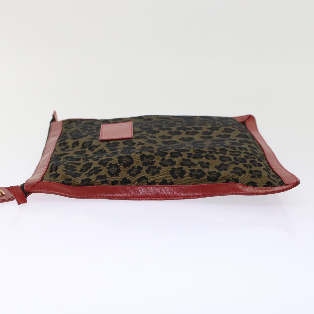FENDI Leopard Clutch Bag Nylon Leather Black Brown Red yk7980