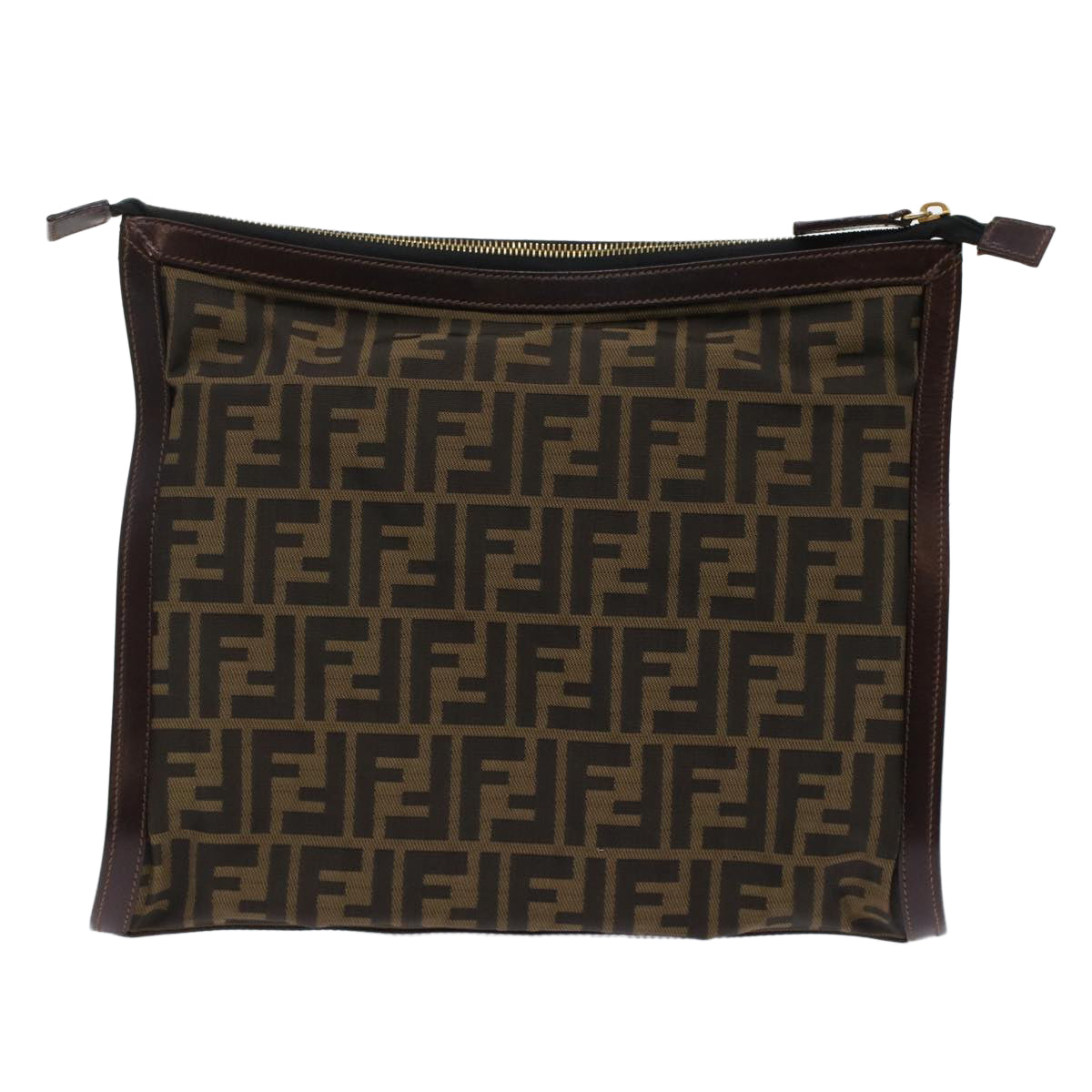 FENDI Zucca Canvas Clutch Bag Black Brown yk7995B