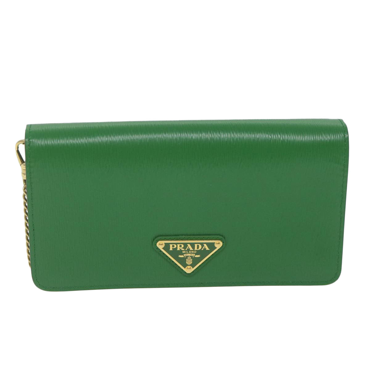 PRADA Chain Shoulder Bag Leather Green 1DH044 yk9947A