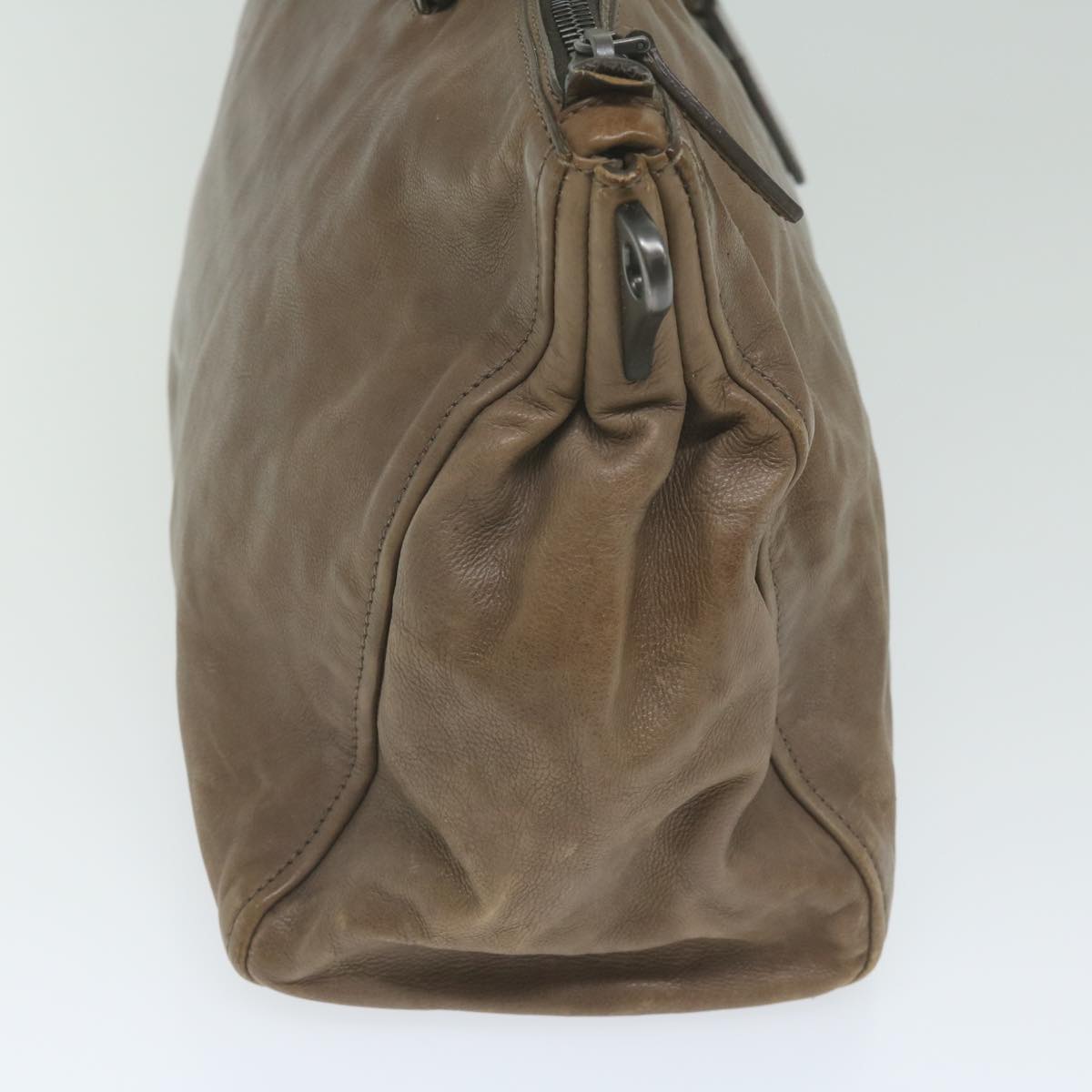 PRADA Hand Bag Leather Brown yk9949